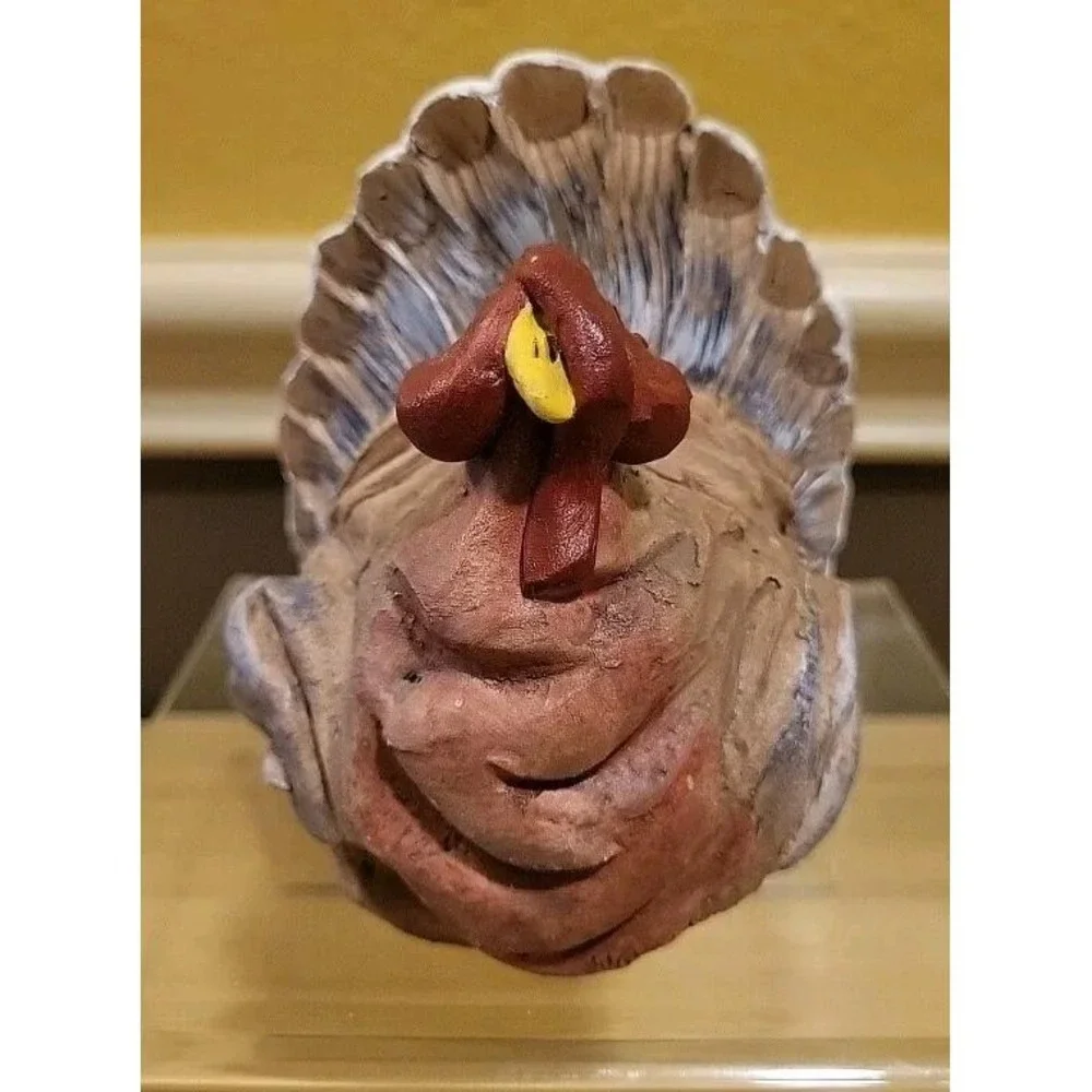 Vintage 1986 Whiterock Studio Clay Pottery Turkey Figurine Thanksgiving Decor